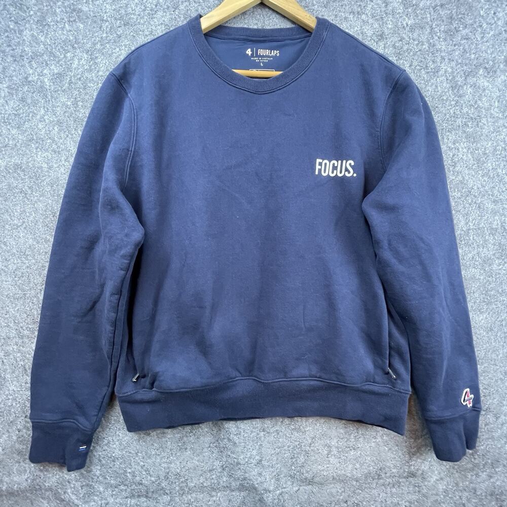 FourLaps Sweatshirt Mens‎ Large Blue Focus Athleisure Workout Pockets Recycled
